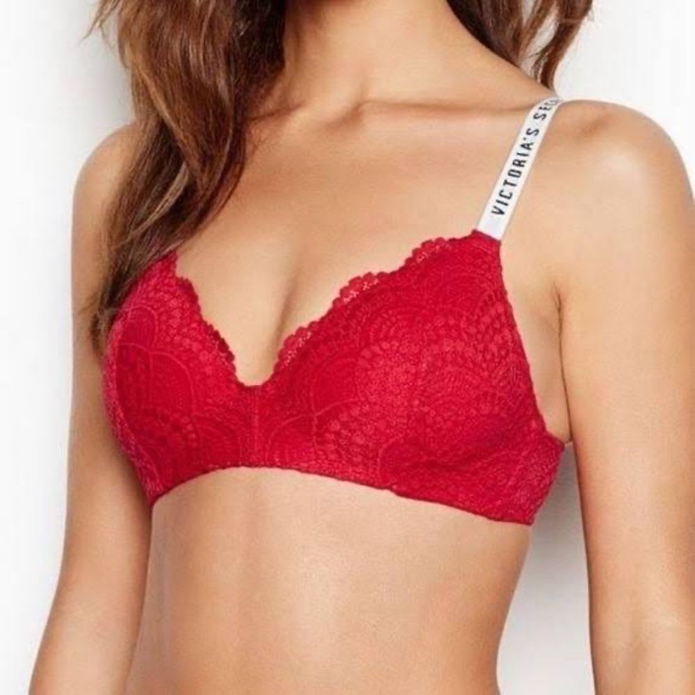 Victoria's Secret Lightly Lined Red T-Shirt Bra Sz 34DD
